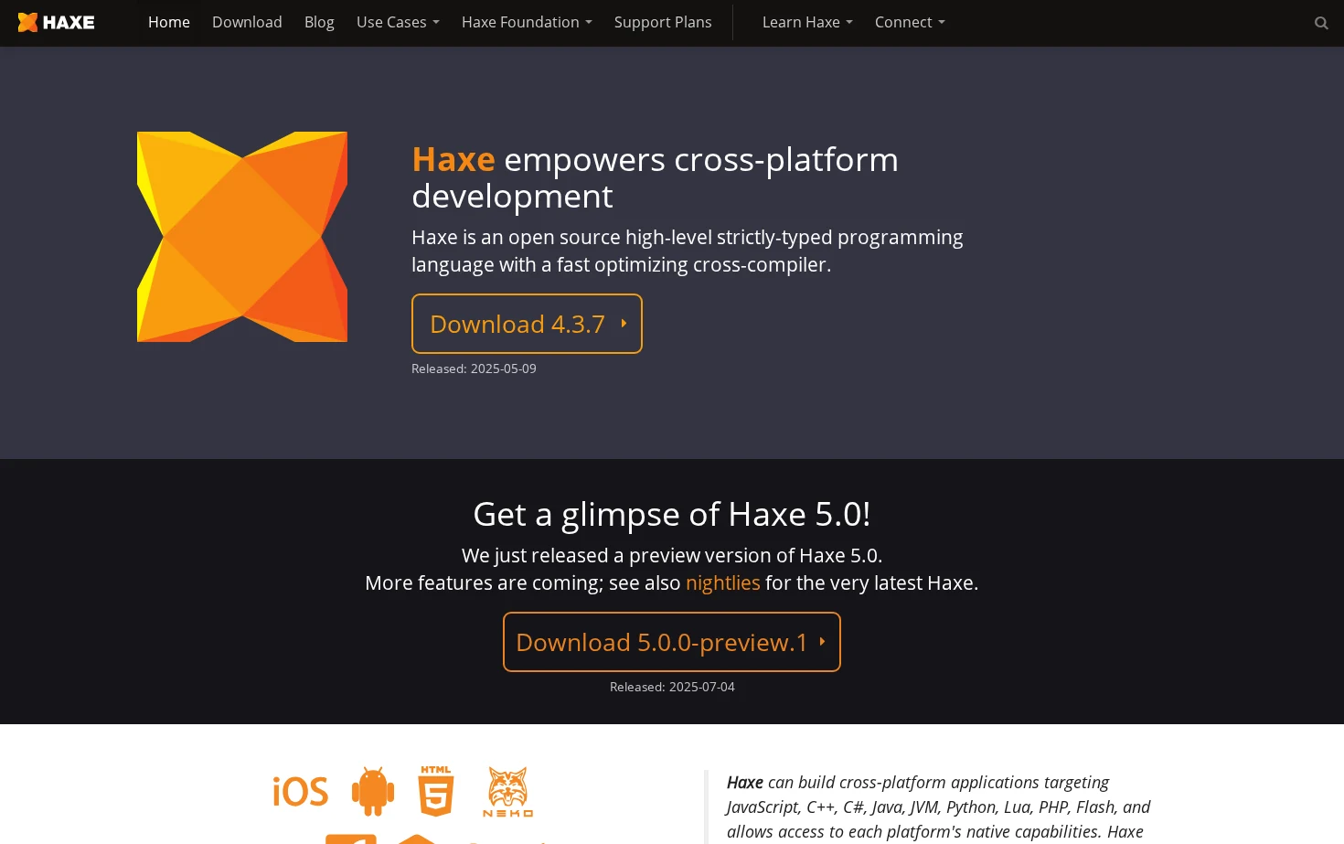 Haxe - The Cross-platform Toolkit 页面快照